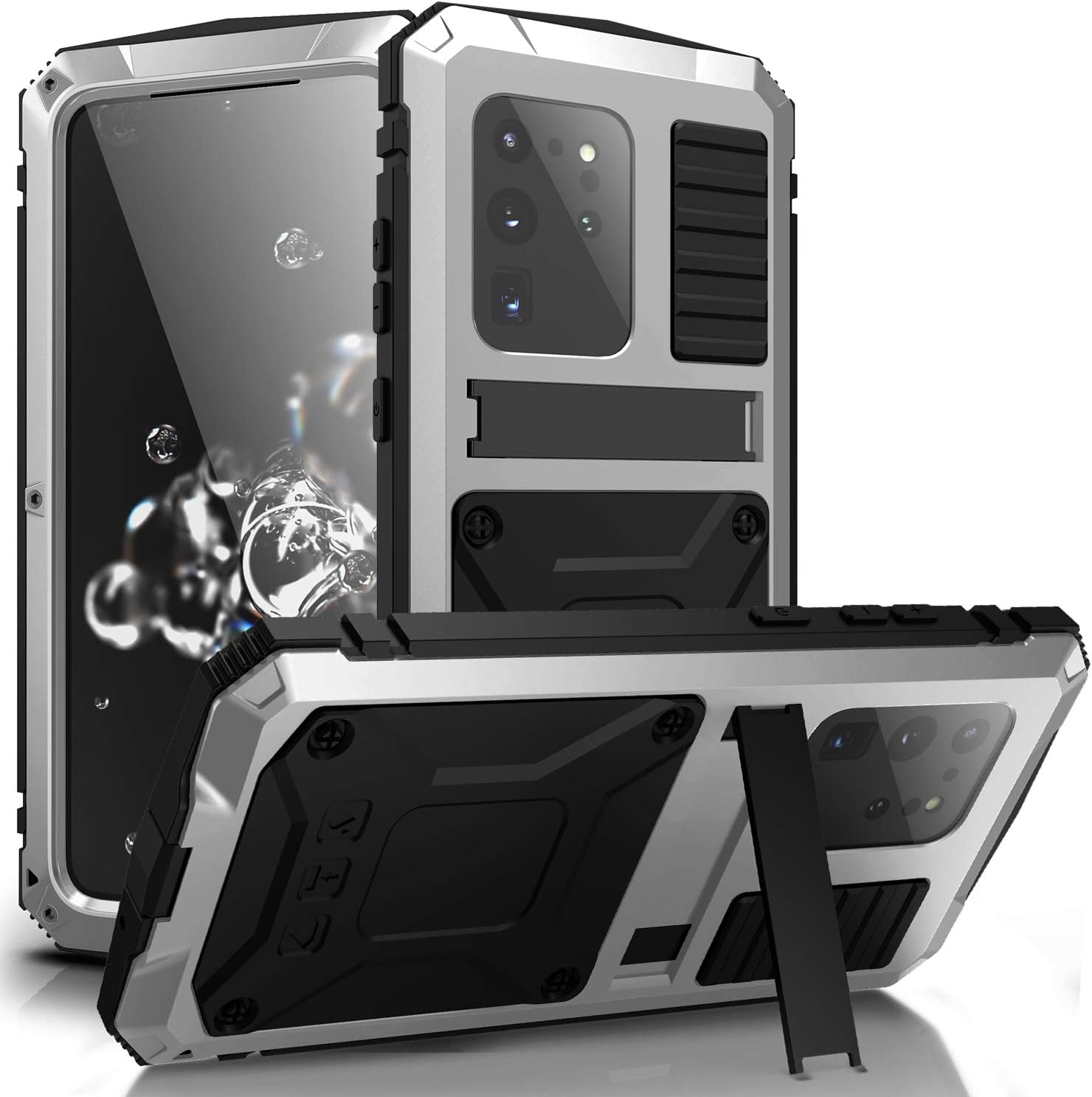 Compatible for Samsung Galaxy S20 Ultra Case, Aluminum Metal Gorilla Glass Waterproof Shockproof Military Heavy Duty Sturdy Protector Cover Hard Case